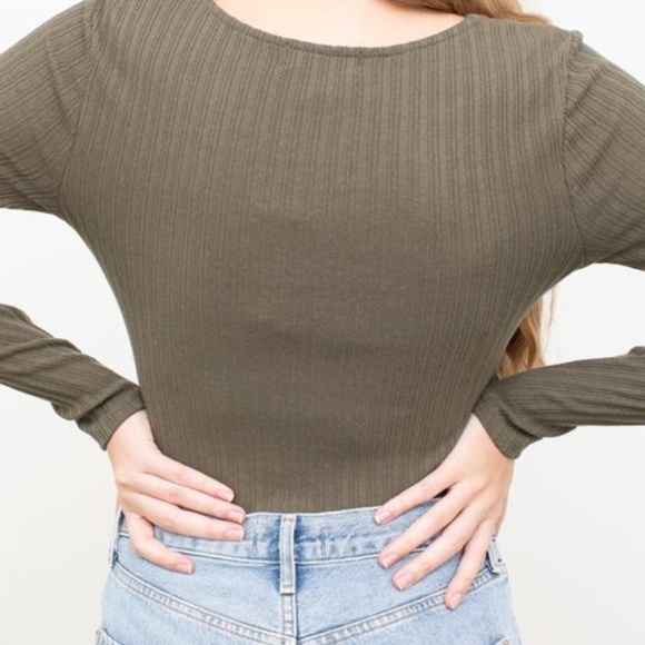 NWT MAUBY Twist Front Bodysuit in Olive- Size Medium - Picture 8 of 8